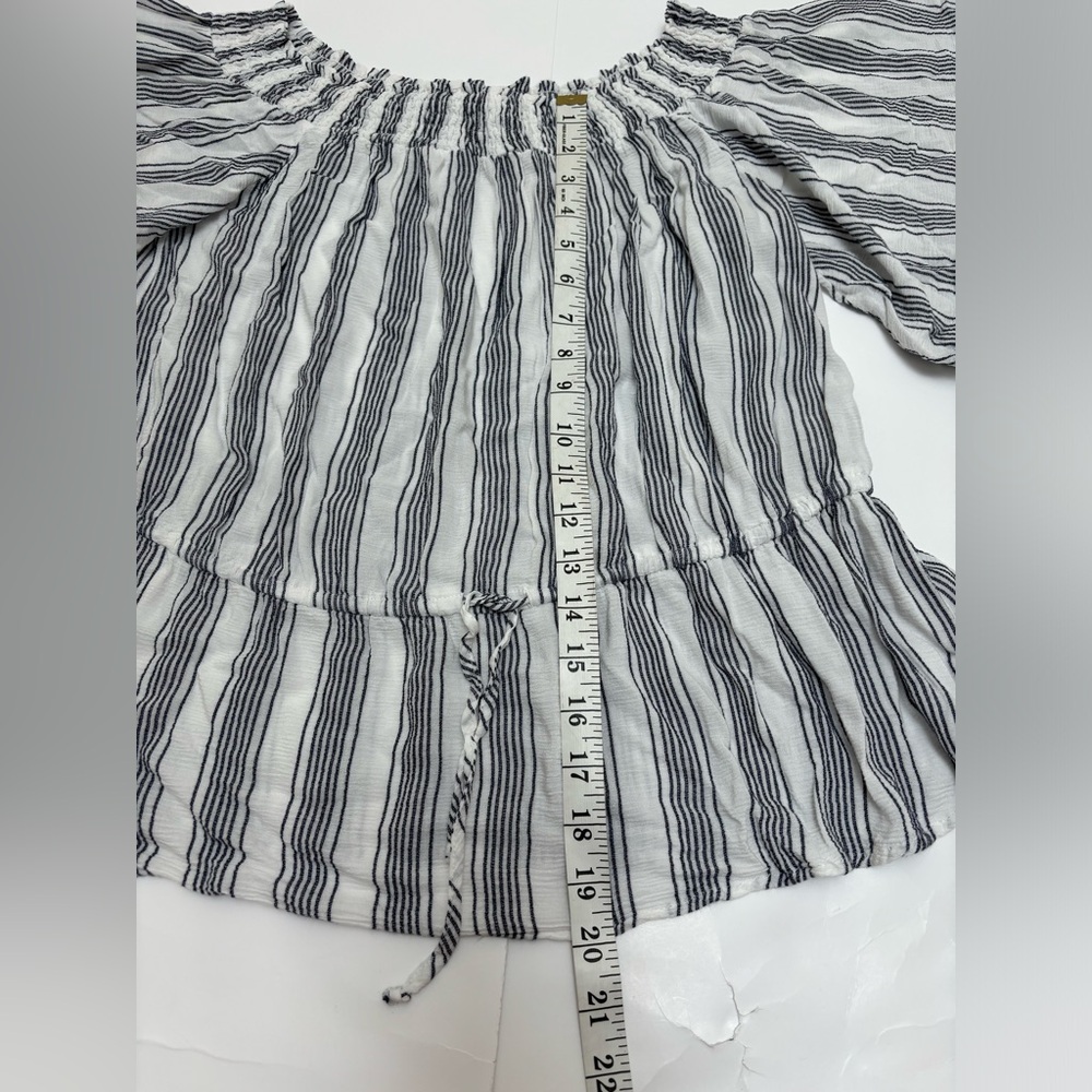 Abercrombie & Fitch off shoulder striped top large butterfly sleeves white black - Picture 4 of 10
